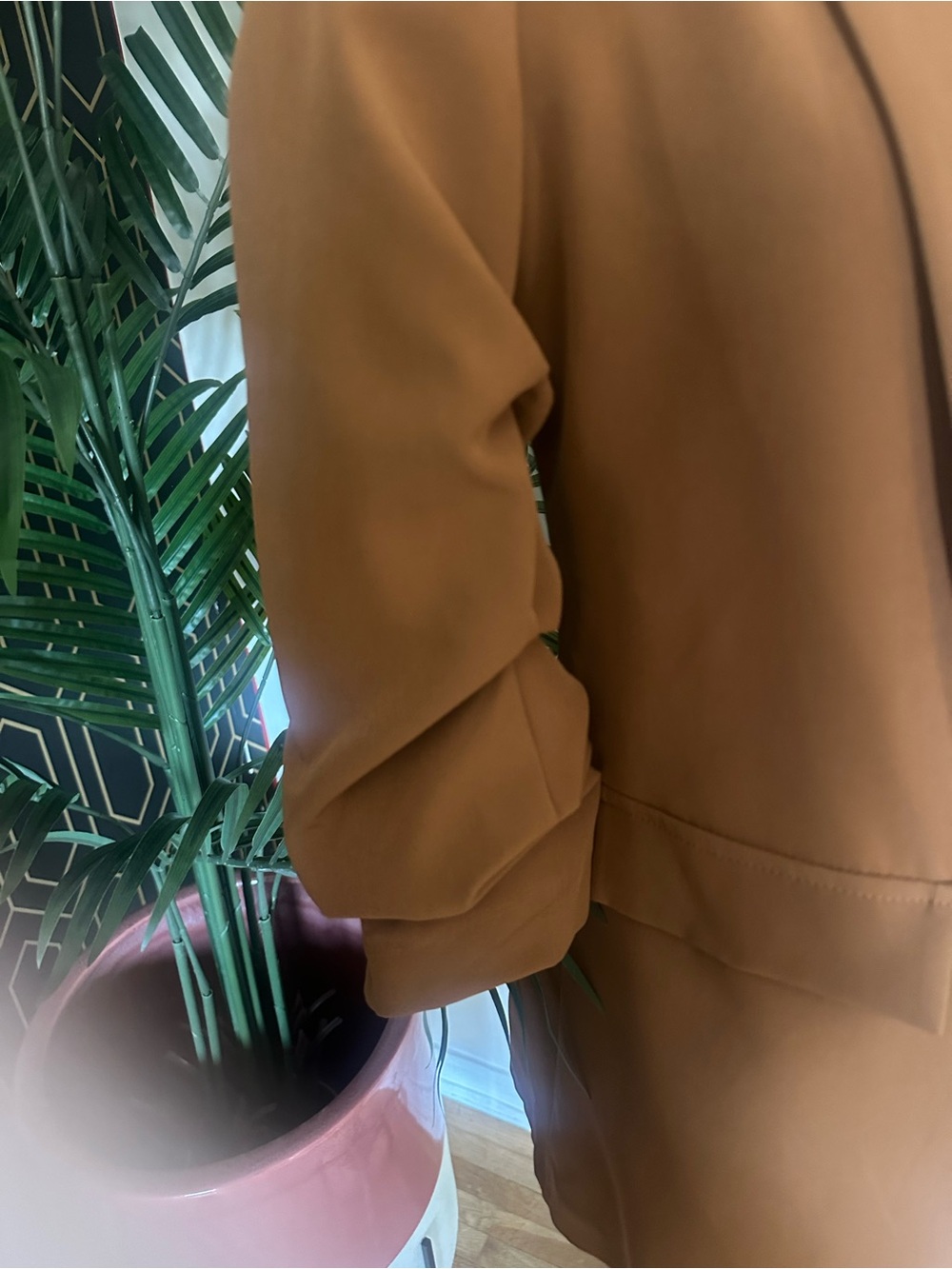 Women's Open-Front Rust Blazer Jacket - Picture 4 of 5